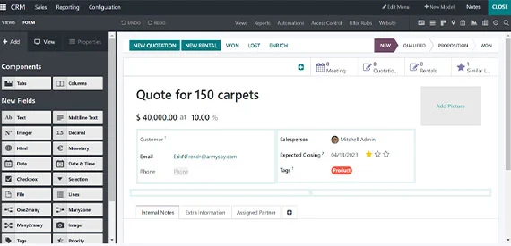 Odoo CRM Screenshot